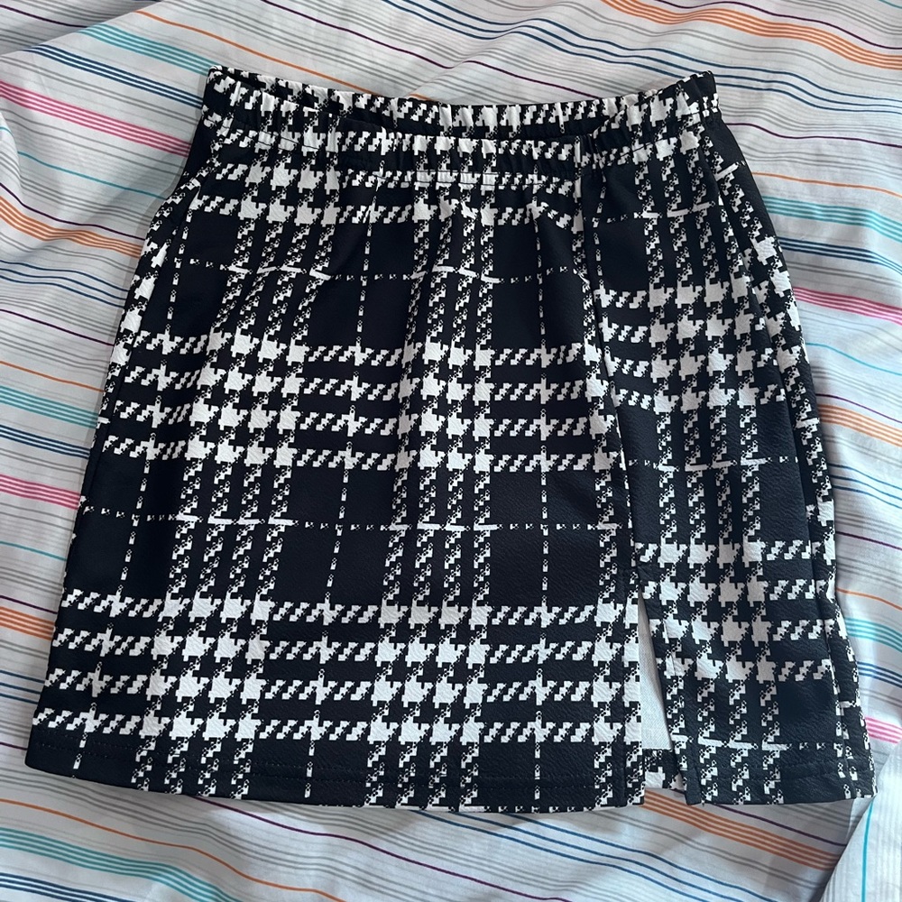 shein xs plaid skirt with slit